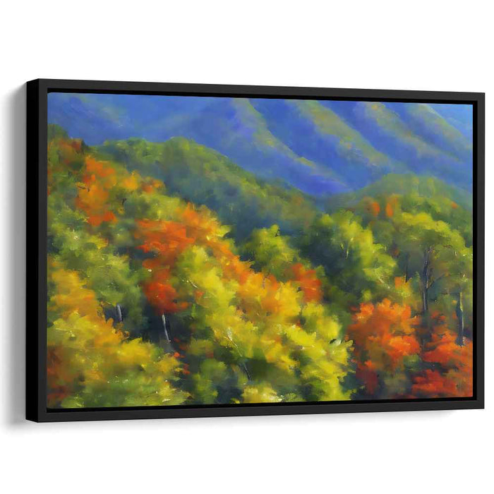 Enchanted Summit Symphony: Vibrant Forest and Mountain Landscape Canvas Art Print