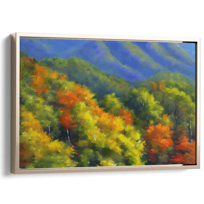Enchanted Summit Symphony: Vibrant Forest and Mountain Landscape Canvas Art Print