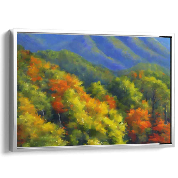 Enchanted Summit Symphony: Vibrant Forest and Mountain Landscape Canvas Art Print