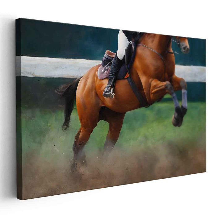 Grace in Motion: Equestrian Jumping Canvas Art Print