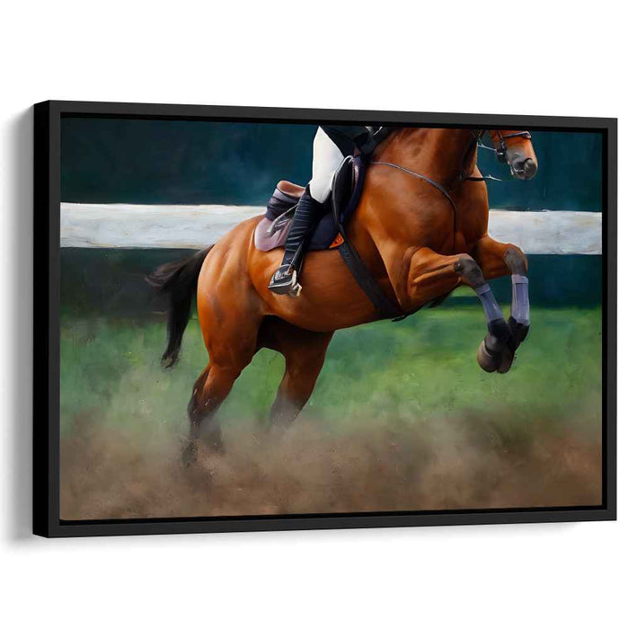 Grace in Motion: Equestrian Jumping Canvas Art Print