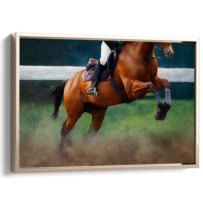 Grace in Motion: Equestrian Jumping Canvas Art Print