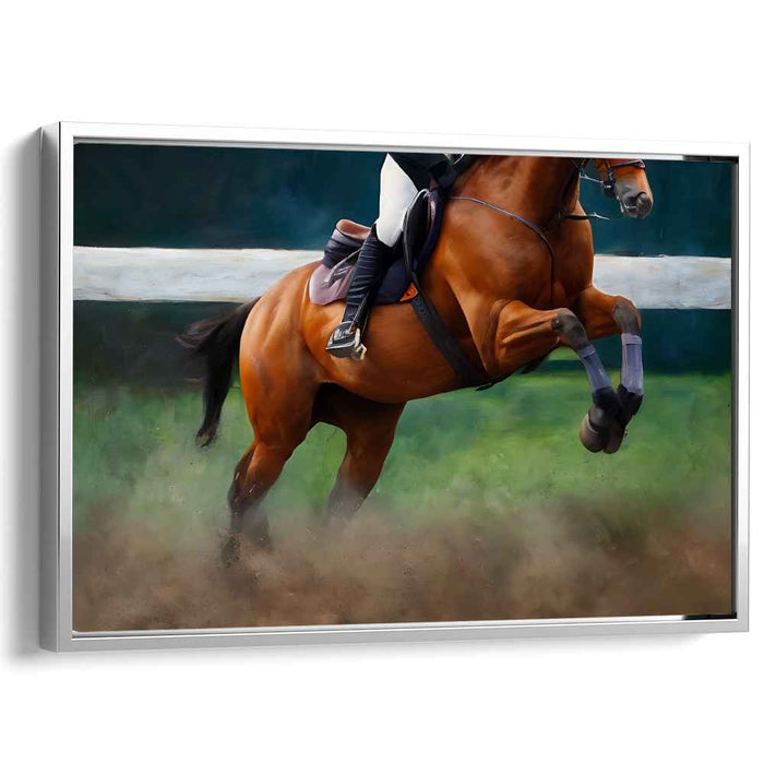 Grace in Motion: Equestrian Jumping Canvas Art Print