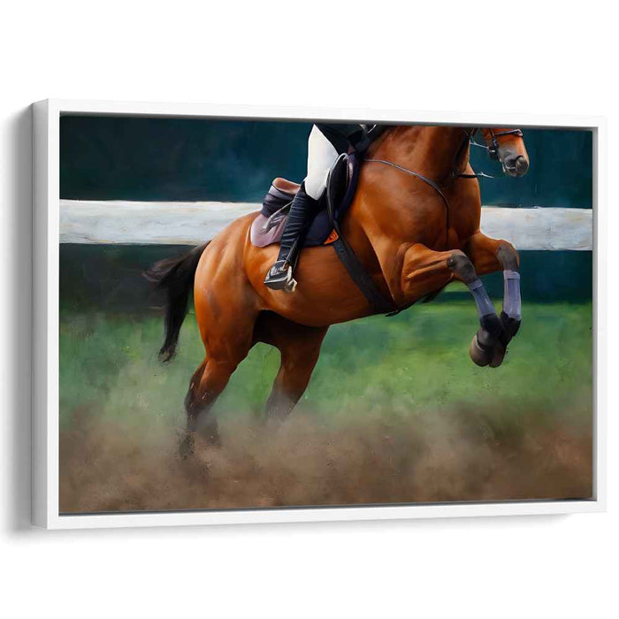 Grace in Motion: Equestrian Jumping Canvas Art Print