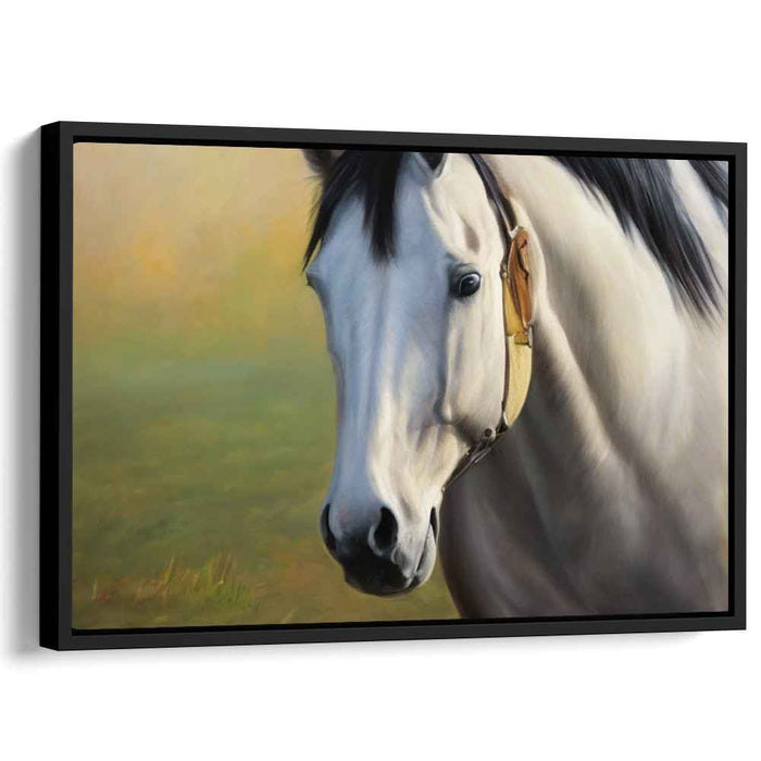 Gallop Grace: Realistic White Horse Canvas Art Print