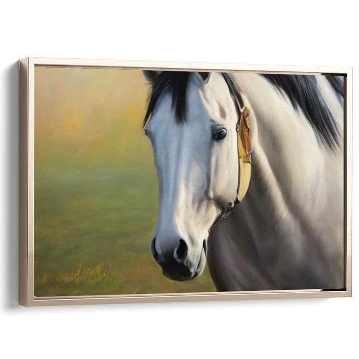 Gallop Grace: Realistic White Horse Canvas Art Print