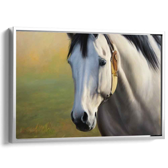 Gallop Grace: Realistic White Horse Canvas Art Print