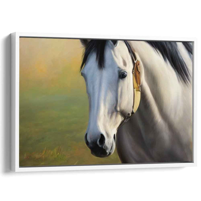 Gallop Grace: Realistic White Horse Canvas Art Print