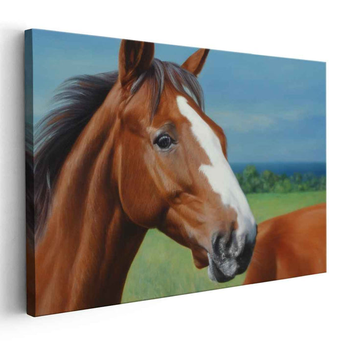 Equine Elegance Galloping Free: Realistic Chestnut Horse Canvas Art Print