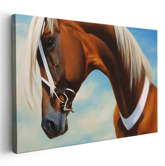 Noble Gaze: Lifelike Chestnut Horse in Equestrian Splendor Canvas Art