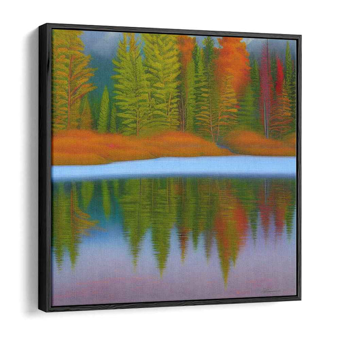 Whispering Woods by Still Waters: Tranquil Lake and Vibrant Forest Canvas Art