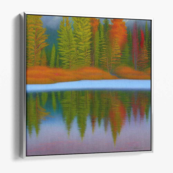 Whispering Woods by Still Waters: Tranquil Lake and Vibrant Forest Canvas Art