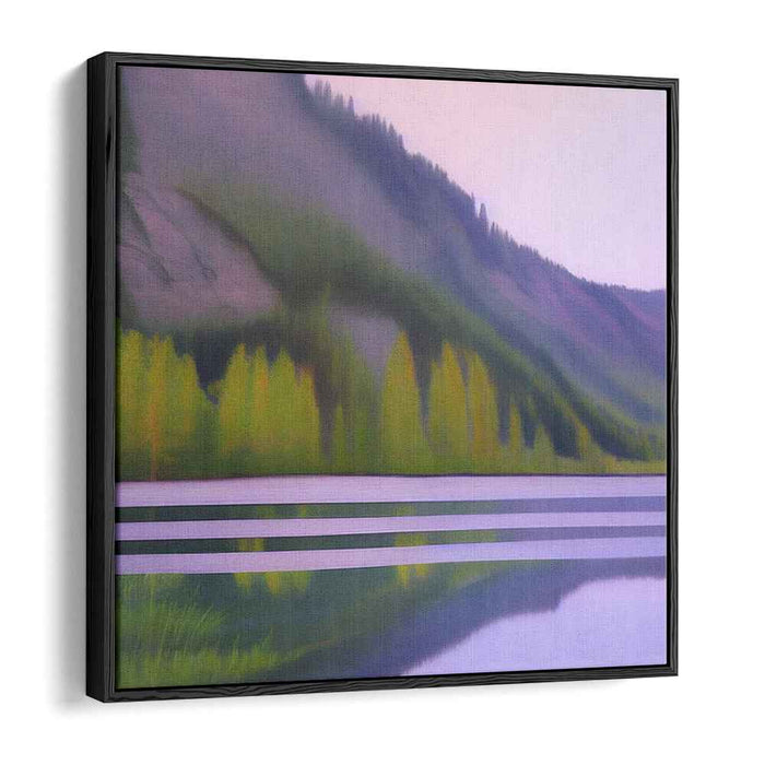 Verdant Waterside Haven: Lush Green Lakeside Landscape Canvas Art