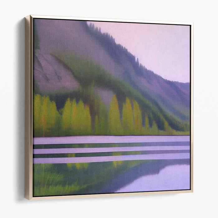 Verdant Waterside Haven: Lush Green Lakeside Landscape Canvas Art