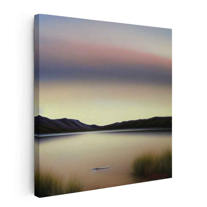 Dawning Serenity: Serene Lakeside at Dawn Canvas Art Print