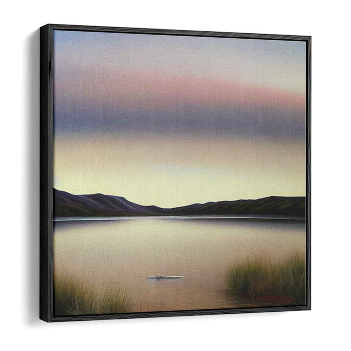 Dawning Serenity: Serene Lakeside at Dawn Canvas Art Print