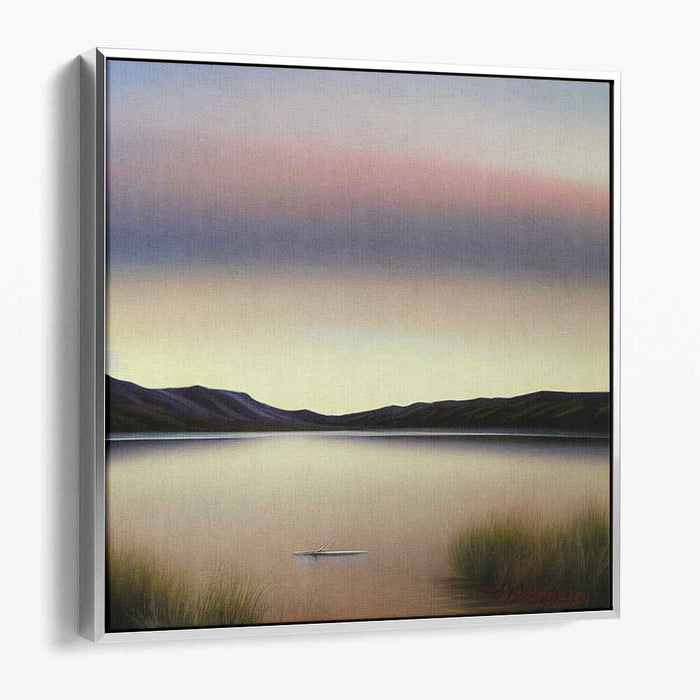 Dawning Serenity: Serene Lakeside at Dawn Canvas Art Print