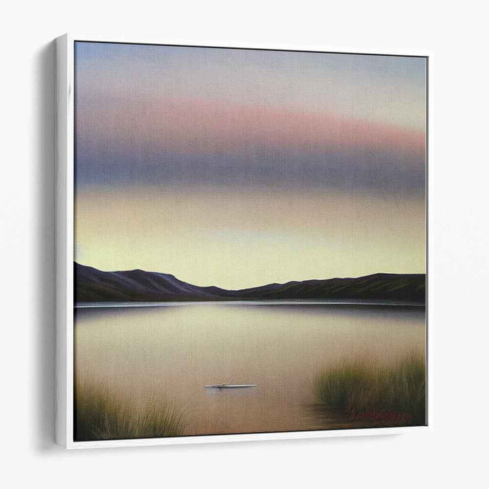 Dawning Serenity: Serene Lakeside at Dawn Canvas Art Print