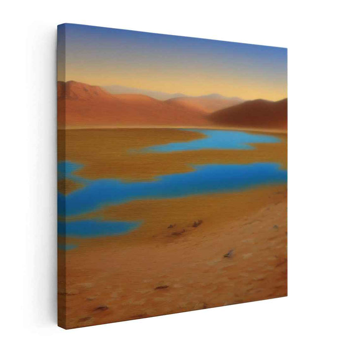 Tranquil Mirage Haven: Serene Oasis Landscape Canvas Art