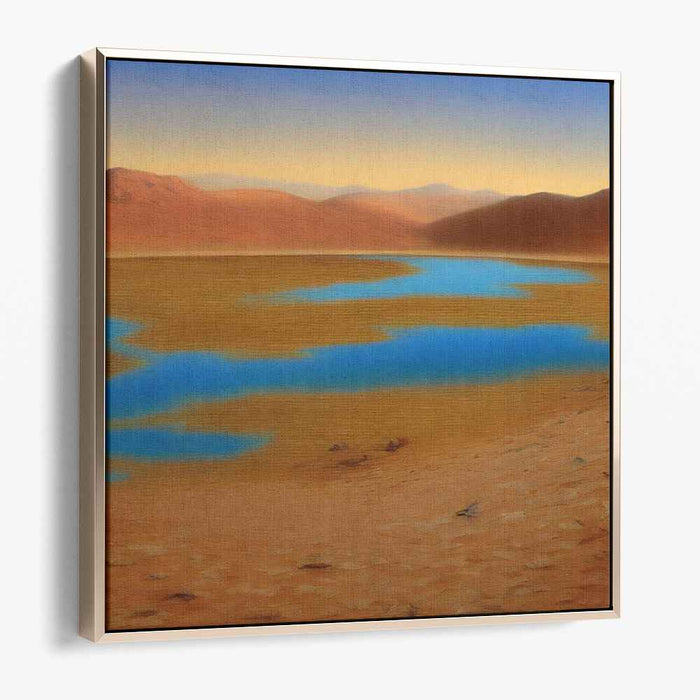 Tranquil Mirage Haven: Serene Oasis Landscape Canvas Art