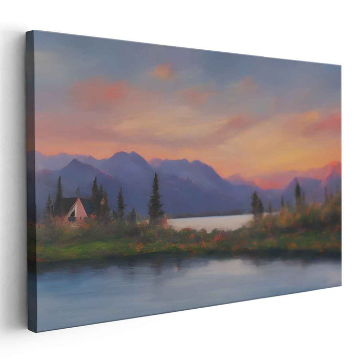 Calm Shore Haven: Serene Lakeside Cabin Landscape