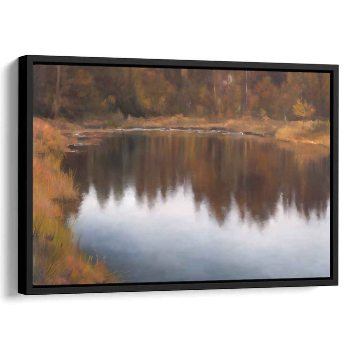 Serenity Shore Echoes Whisper: Tranquil Lakeside Reflection Canvas Art Print