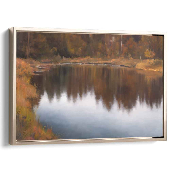 Serenity Shore Echoes Whisper: Tranquil Lakeside Reflection Canvas Art Print