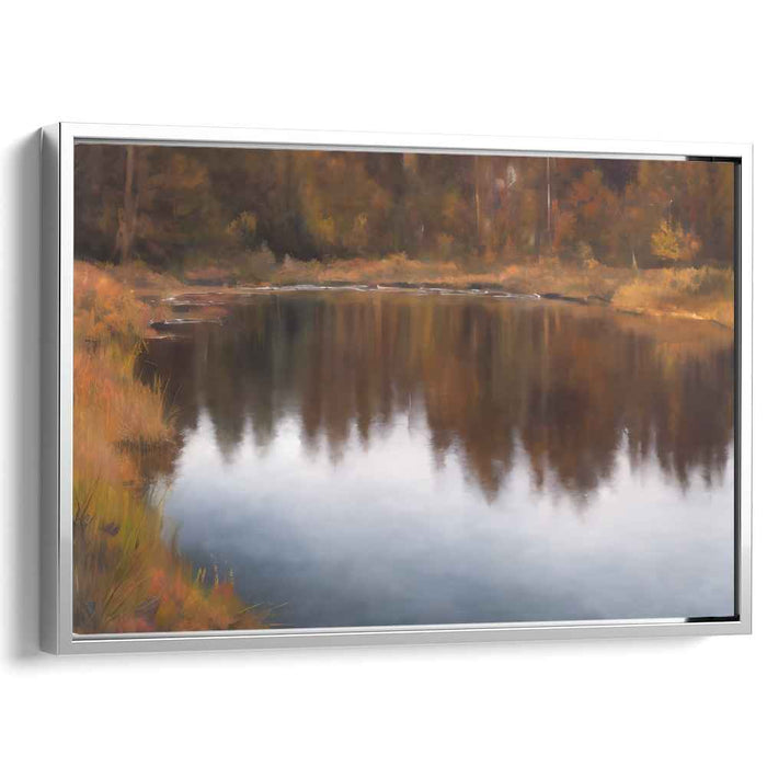 Serenity Shore Echoes Whisper: Tranquil Lakeside Reflection Canvas Art Print
