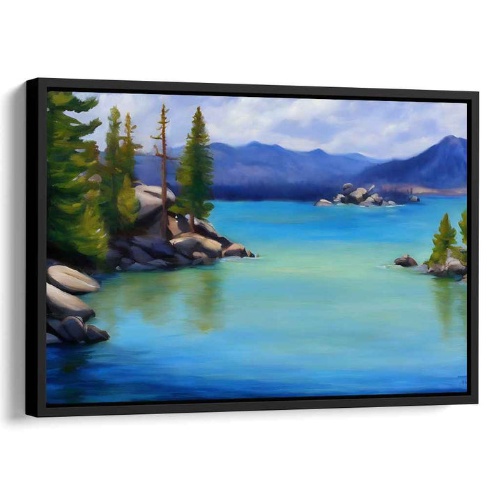 Whispers Of The Pine Lake: Majestic Pines and Reflective Waters Canvas Art Print