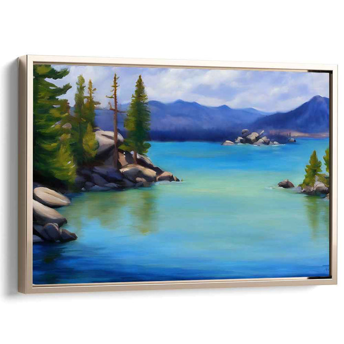 Whispers Of The Pine Lake: Majestic Pines and Reflective Waters Canvas Art Print