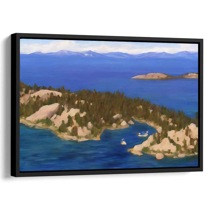 Calm Riverbank Scene: Serene Lakeside Landscape Oil Painting