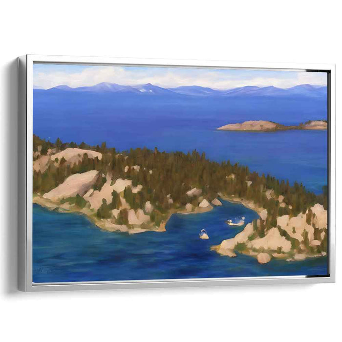 Calm Riverbank Scene: Serene Lakeside Landscape Oil Painting