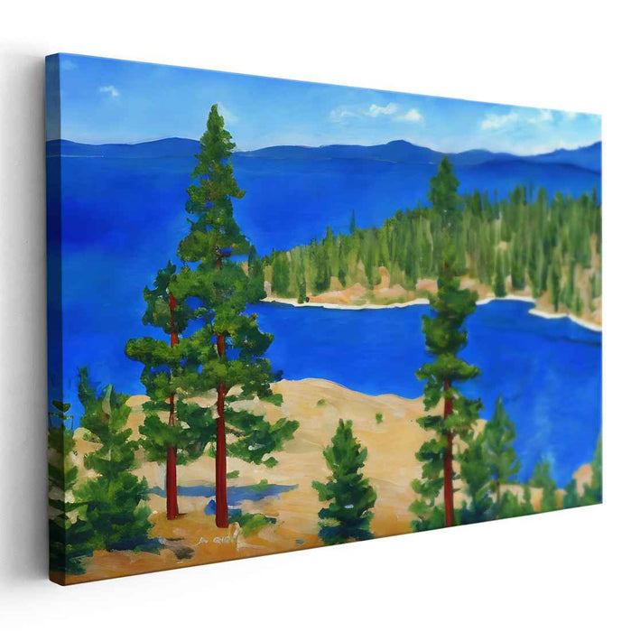 Whispers of Pine Haven: Serene Pine Forest Landscape Canvas Art Print