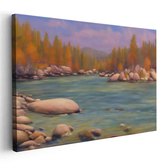 Calm Horizon Destiny: Tranquil Landscape Canvas Art Print