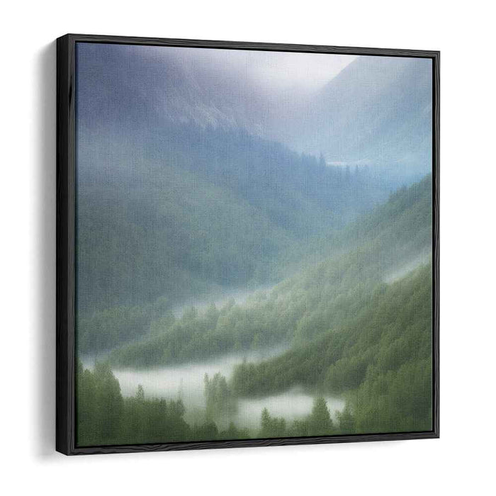 Whispers Among the Peaks: Serene Mountain Valley Landscape Canvas Art Print