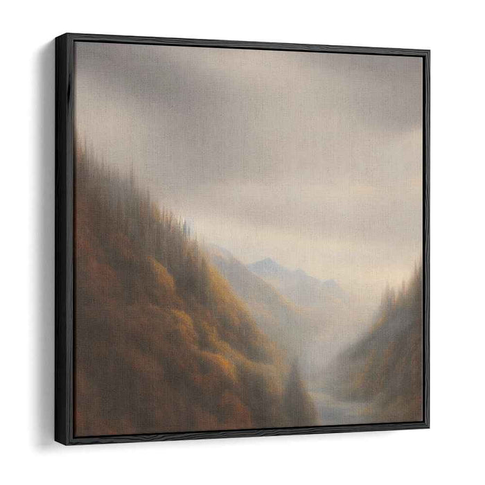 Ethereal Morning: Impressionist Misty Mountain Landscape Canvas Art Print