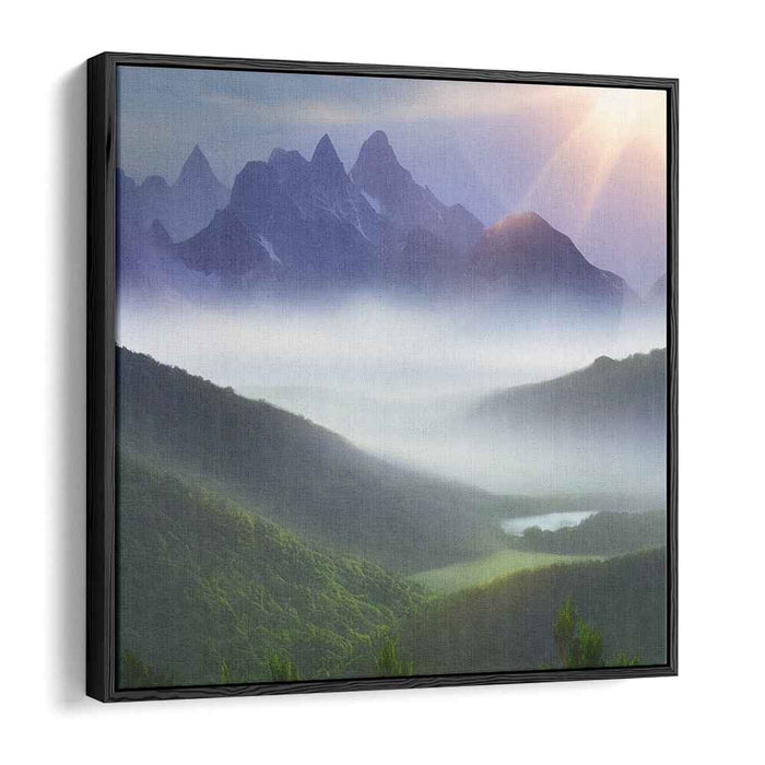 Mountain Whispers: Serene Mountain Landscape Canvas Art Print