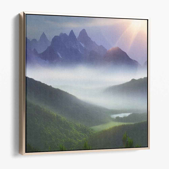 Mountain Whispers: Serene Mountain Landscape Canvas Art Print