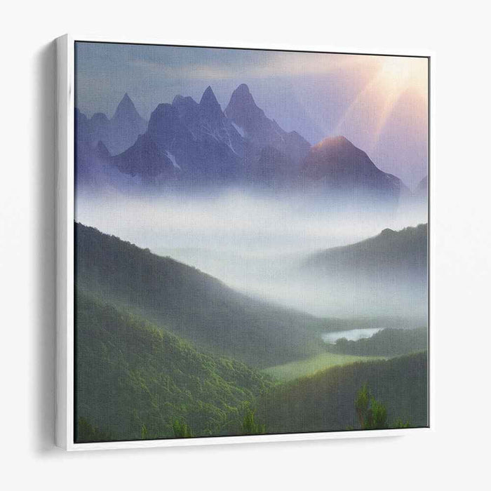 Mountain Whispers: Serene Mountain Landscape Canvas Art Print