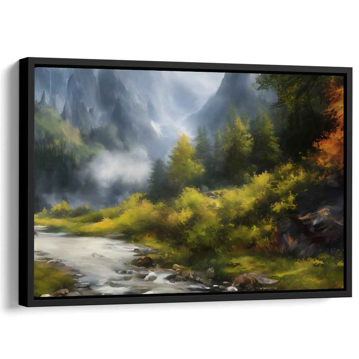 Verdant Waterscapes: Lush Forest and River Landscape Canvas Art