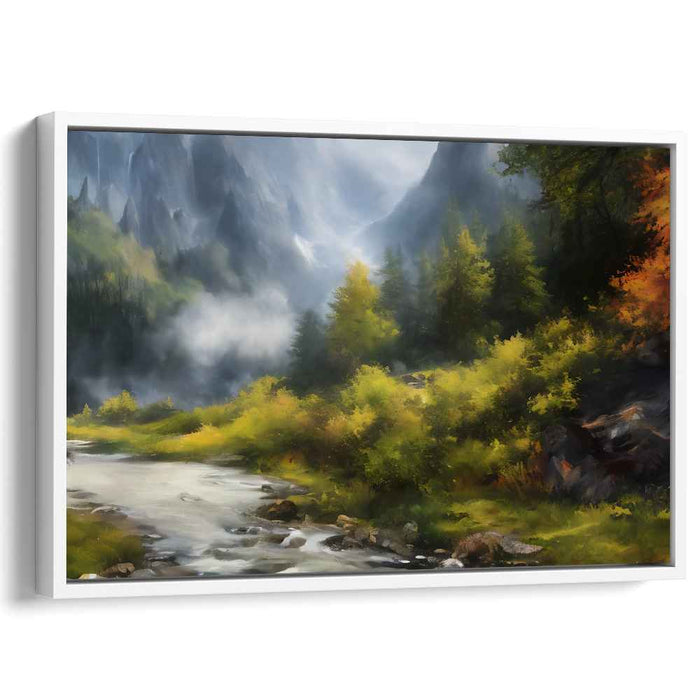 Verdant Waterscapes: Lush Forest and River Landscape Canvas Art