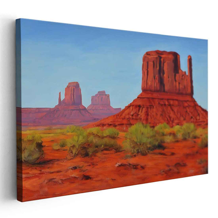 Crimson Peak Mirage: Red Sandstone Buttes Under a Clear Blue Sky