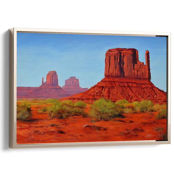 Crimson Peak Mirage: Red Sandstone Buttes Under a Clear Blue Sky