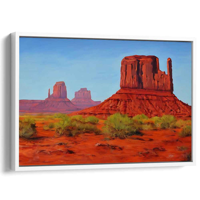 Crimson Peak Mirage: Red Sandstone Buttes Under a Clear Blue Sky