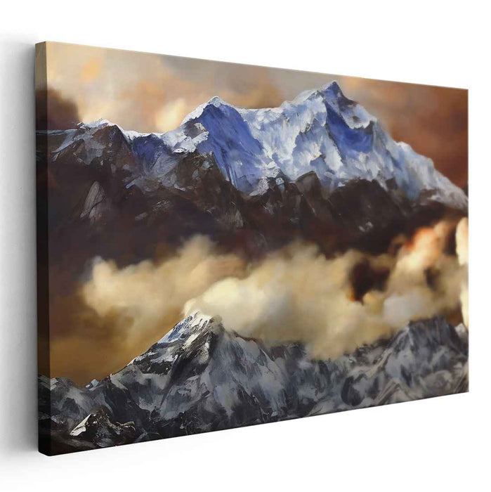 Peak Drama Horizon: Dramatic Mountain Vista Canvas Art