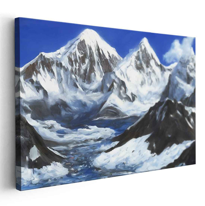Serenity Peaks Embrace Shadows: Realistic Mountain Landscape Canvas Art