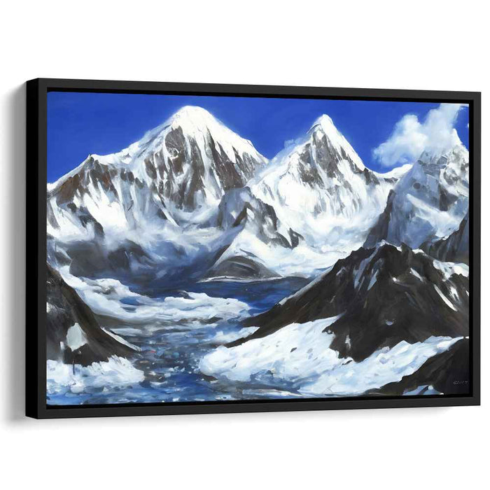 Serenity Peaks Embrace Shadows: Realistic Mountain Landscape Canvas Art