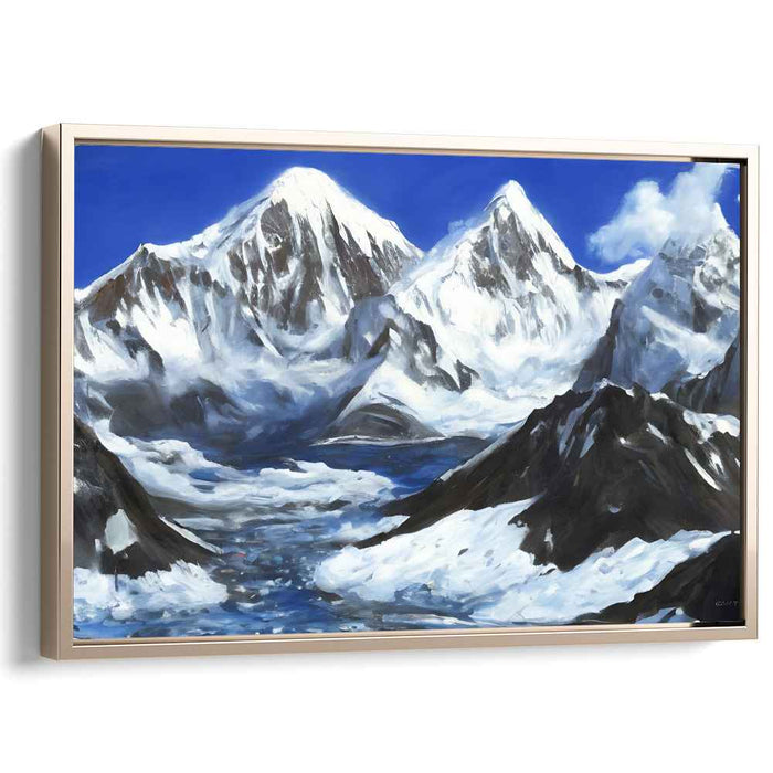 Serenity Peaks Embrace Shadows: Realistic Mountain Landscape Canvas Art