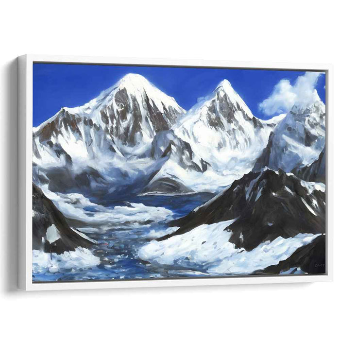 Serenity Peaks Embrace Shadows: Realistic Mountain Landscape Canvas Art