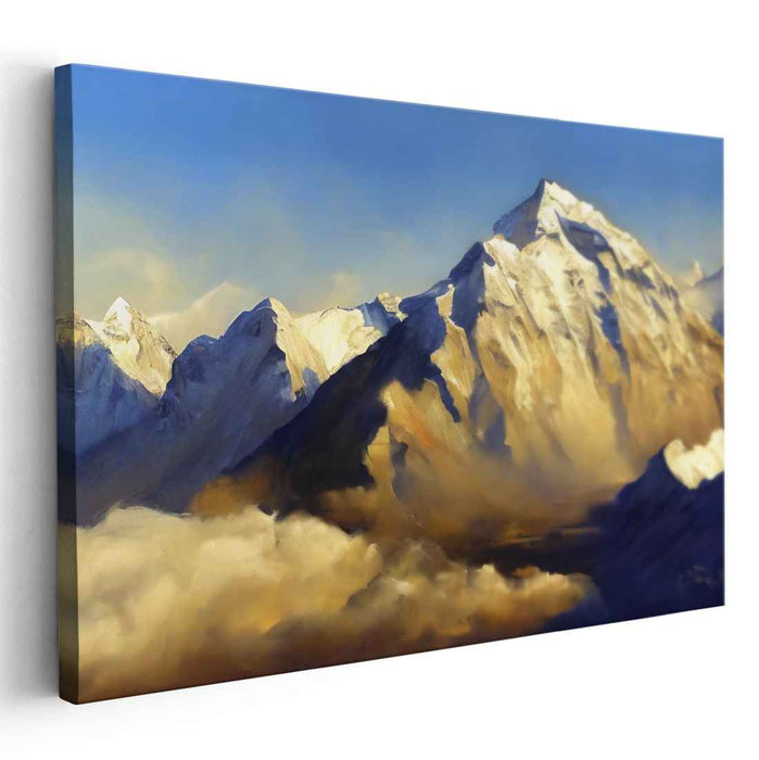 Tranquil Slopes Illusion: Serene Mountain Landscape Canvas Art